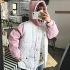 Hooded Padded Jacket White & Pink - One Size