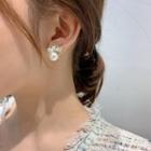 Rhinestone Faux Pearl Stud Earring 1 Pair - As Shown In Figure - One Size