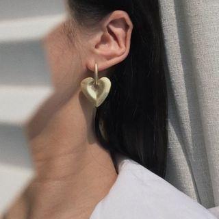Alloy Heart Dangle Earring 1 Pair - S925 Silver Needle - As Shown In Figure - One Size