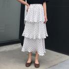 Layered Dot Print A-line Skirt