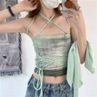 Tie-dyed Slim-fit Camisole Top / Plain Light Jacket