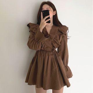 Long-sleeve Ruffled A-line Skirt