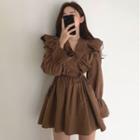 Long-sleeve Ruffled A-line Skirt