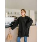 Round-neck Fleece-lined Long T-shirt