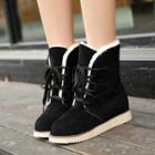 Faux-suede Lace-up Ankle Snow Boots