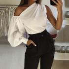 One-shoulder Plain Blouse