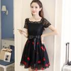 Short-sleeve Butterfly Embroidered A-line Dress