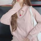 Long-sleeve Strawberry Embroidery Polo Shirt
