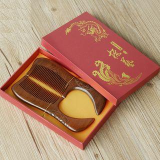 Set Of 2: Wooden Hair Comb