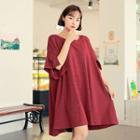 Slit-sleeve Zip-back Loose-fit Dress