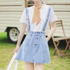 Short-sleeve T-shirt / Denim Jumper Skirt / Set