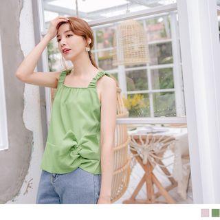 Bow-accent Square Collar Sleeveless Top