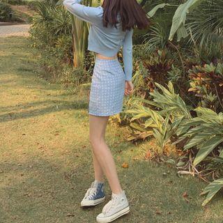 High-waist Heart Plaid Pleated Skirt