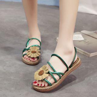 Flower Faux Leather Sandals