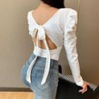 Puff-sleeve Bow Back T-shirt