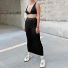 Set: V-neck Crop Tank Top + Skirt