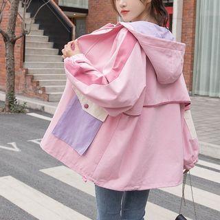 Hooded Color Block Cargo Jacket