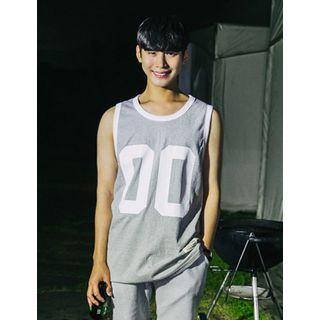 Contrast-piping Number Tank Top