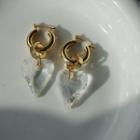 Heart Drop Earring 1 Pair - Gold & Transparent - One Size