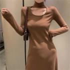 Choker Midi A-line Knit Dress