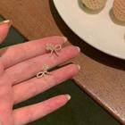 Bow Rhinestone Alloy Earring 1 Pair - Pink & Green & Gold - One Size