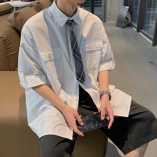 Plain Cargo Short Sleeve Shirt With Front Pocket