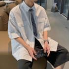 Plain Cargo Short Sleeve Shirt With Front Pocket