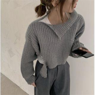 Irregular Turtle-neck Loose-fit Sweater - 2 Colors