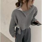 Irregular Turtle-neck Loose-fit Sweater - 2 Colors
