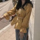 Floral Long-sleeve Top Yellow - One Size