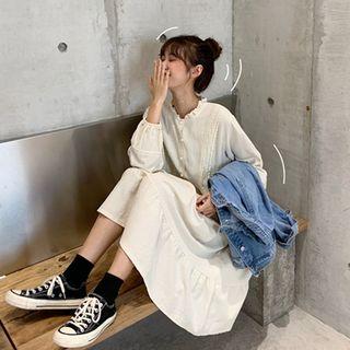 Denim Jacket / Long-sleeve A-line Midi Dress