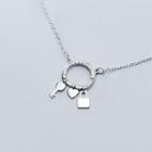925 Sterling Silver Rhinestone Lock & Key Pendant Necklace Necklace - One Size