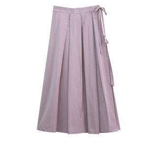 Plain Tie-side Midi A-line Skirt