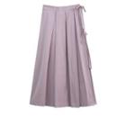 Plain Tie-side Midi A-line Skirt