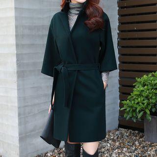 3/4-sleeve Tie-waist Open-front Jacket