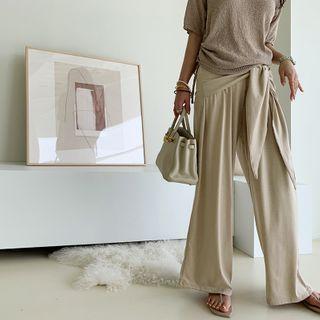 Self-tie Wide-leg Pants