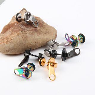 Stainless Steel Zipper-accent Earring