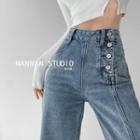 Asymmetrical Straight-cut Loose Jeans
