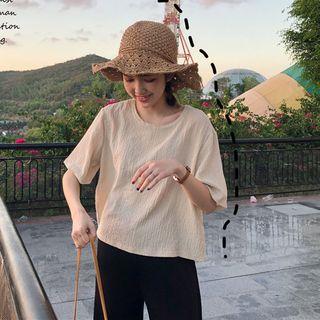 Crew-neck Short-sleeve T-shirt Almond - One Size