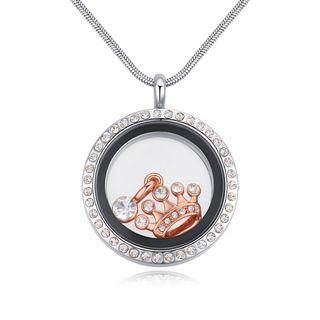 Austrian Crystal Crown Locket Necklace 1 - 1986 - One Size
