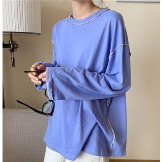 Contrast Stitching Long-sleeve Oversize T-shirt