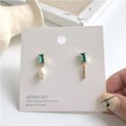 Non-matching Rhinestone Faux Pearl Drop Earring 1 Pair - Earrings - One Size