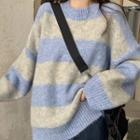 Color Block Striped Long-sleeve Sweater
