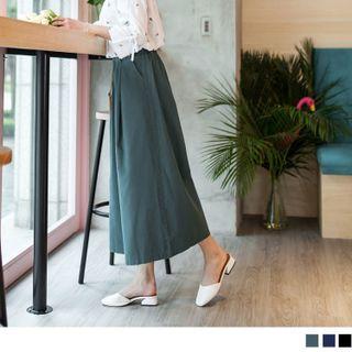 High Waist Plain Wide-leg Cropped Pants
