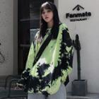 Long-sleeve Tie Dye T-shirt Green - One Size
