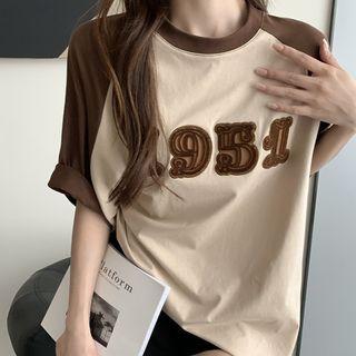 Elbow-sleeve Raglan T-shirt Khaki - One Size
