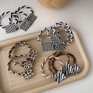Set Of 3: Leopard Print / Zebra Print / Checker Hair Tie