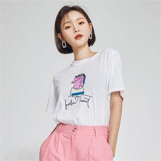 Cotton Illustration T-shirt
