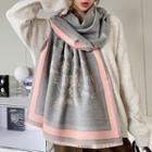 Lettering Shawl Gray & Pink - One Size