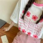 Elbow-sleeve Lettering T-shirt / Mini A-line Skirt
